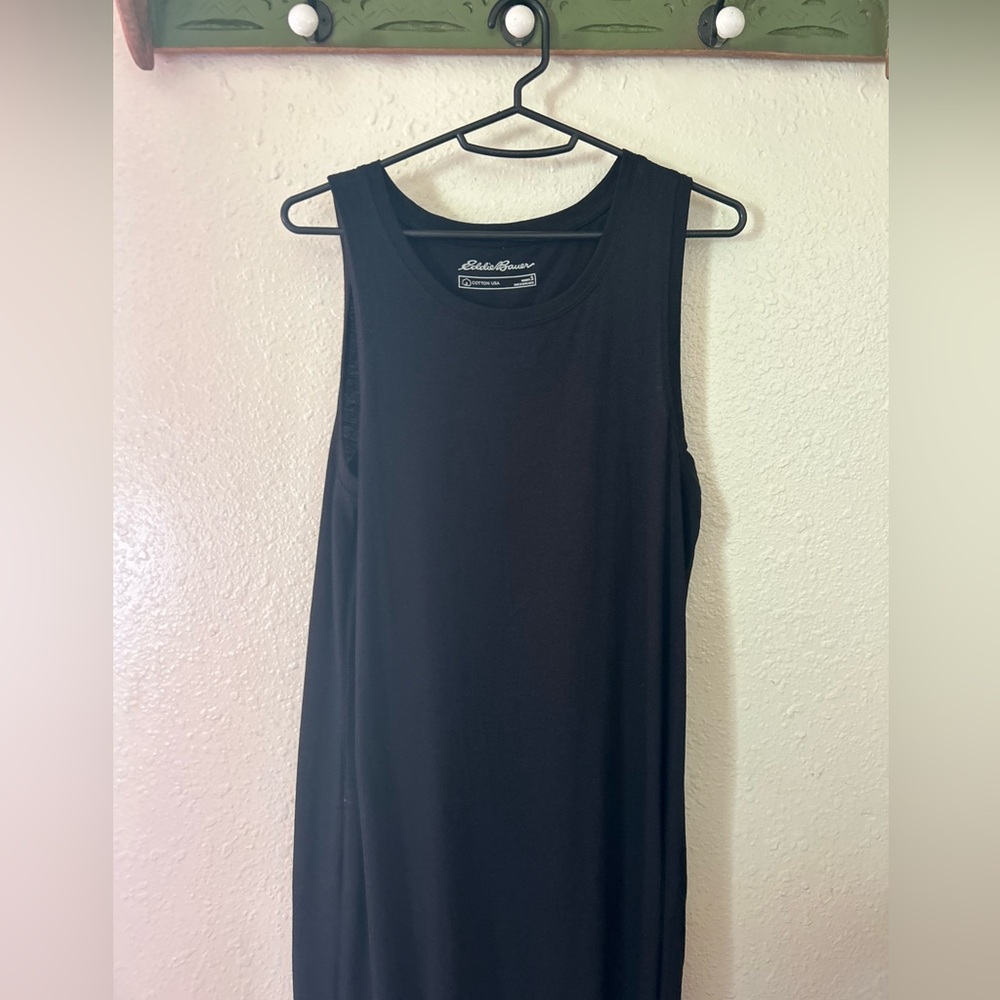 Eddie Bauer Black Cotton Dress with slit on bottom 1/4 of dress